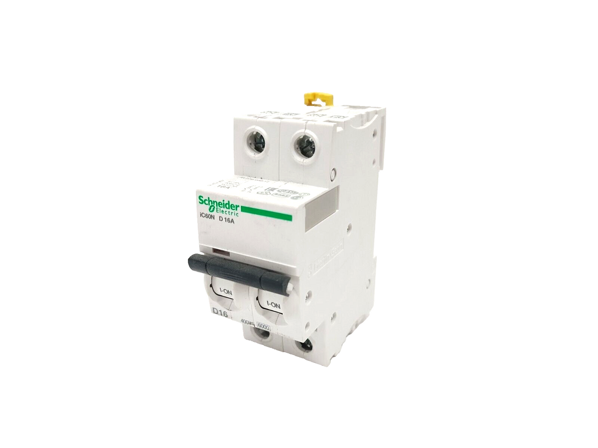 A9F75216 | Schneider Electric iC60N Mniature Circuit Breaker 2P 16A D-Curve - Used - Maverick Industrial Sales