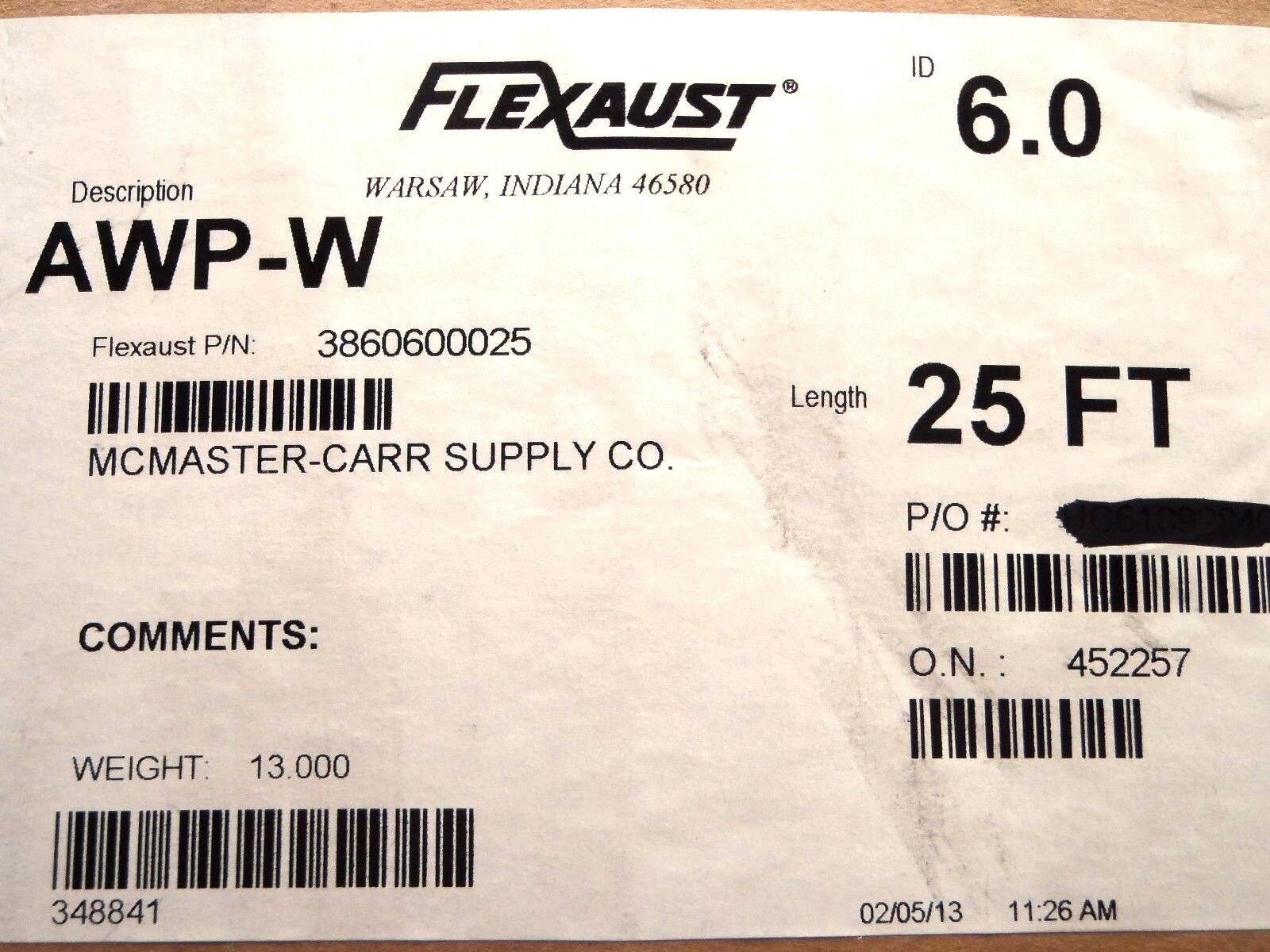 Flexaust AWP-W 6.0 3860600025 Industrial Air Movement Hose 25 ft - Maverick Industrial Sales