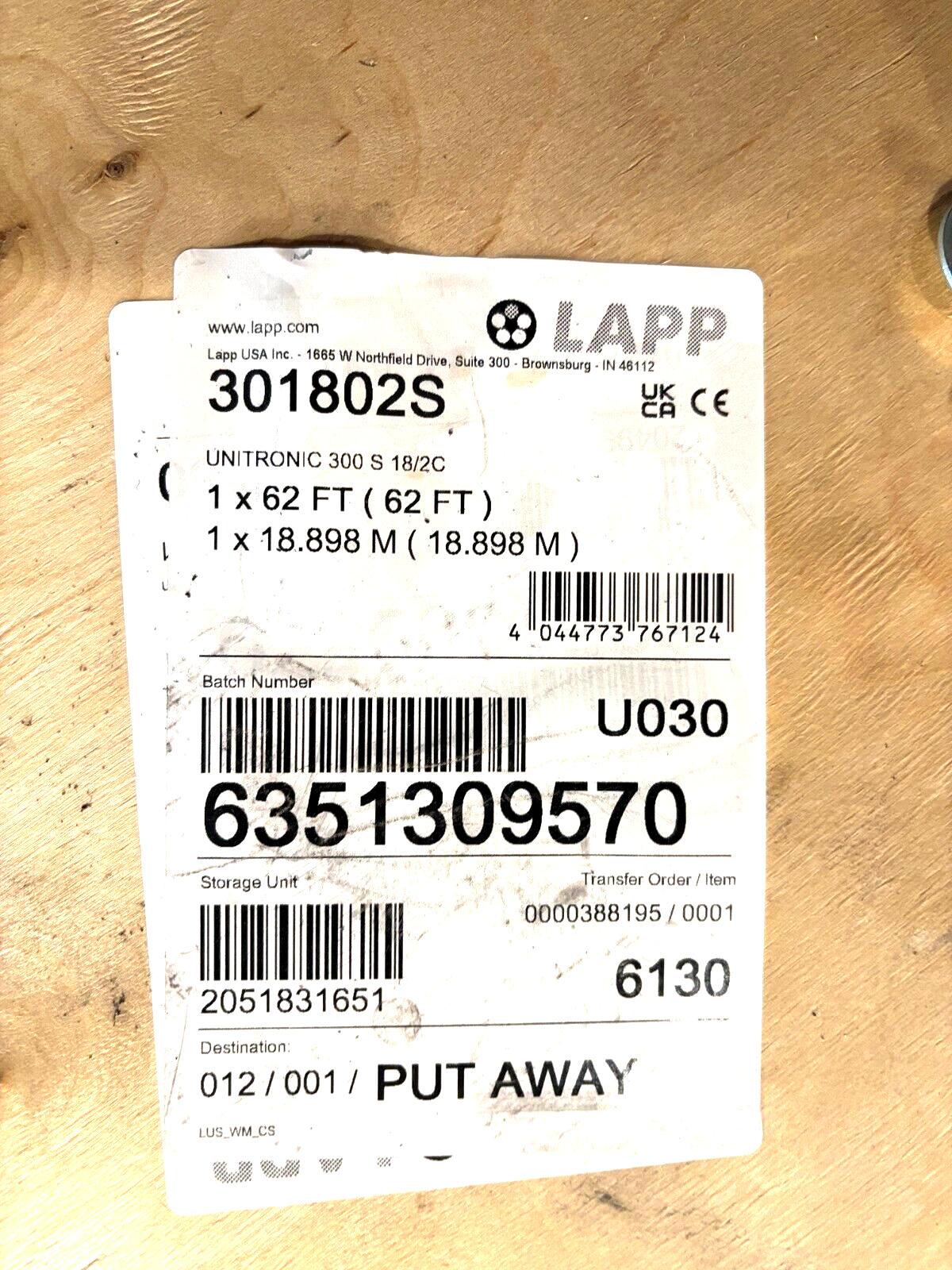 LAPP 301802S UNITRONIC 300 S Cable 18/2C 62-FT 2C 18AWG Gray - Maverick Industrial Sales
