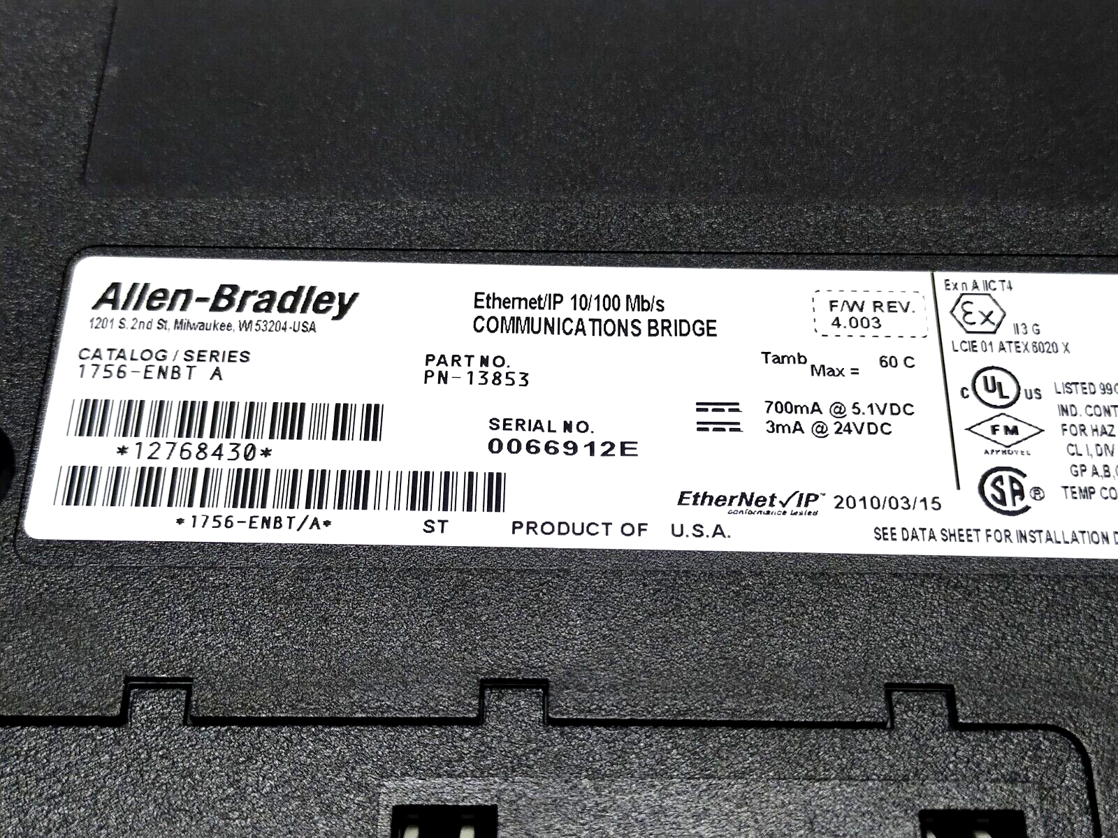 Allen Bradley 1756-ENBT Ser. A ControlLogix EtherNet/IP Communications Module - Maverick Industrial Sales