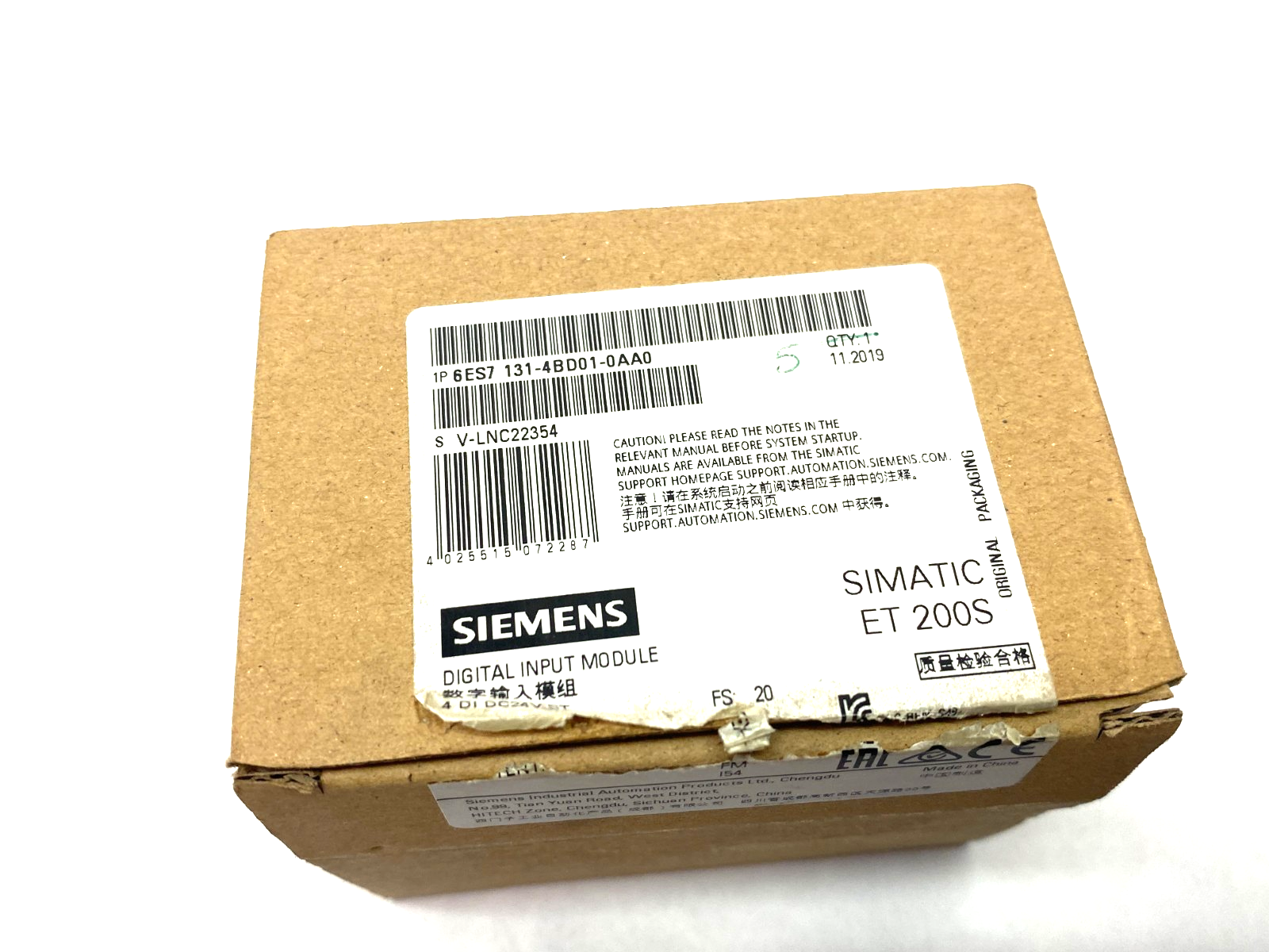 Siemens 6ES7 131-4BD01-0AA0 SIMATIC ET 200S Digital Input Module DC24V BOX OF 5 - Maverick Industrial Sales