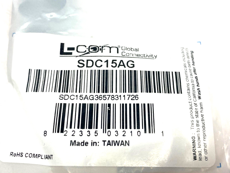 L-Com SDC15AG Hood D-Sub Backshell 15-Pos Straight Exit 10mm Cable Dia EMI/RFI - Maverick Industrial Sales