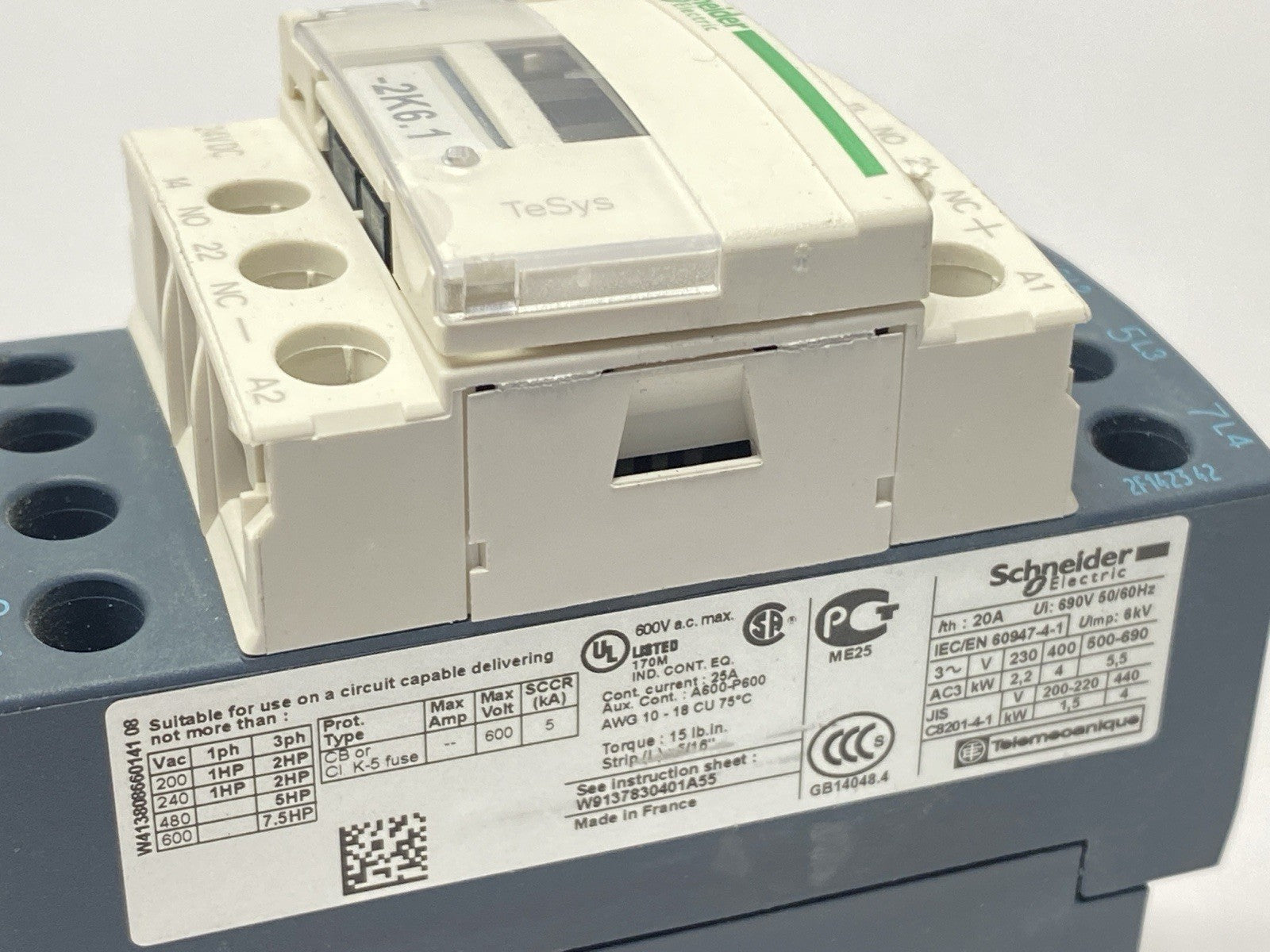 LC1DT20 | Schneider Electric Contactor 20A 24VDC w/ LAD4TBDL - Used - Maverick Industrial Sales
