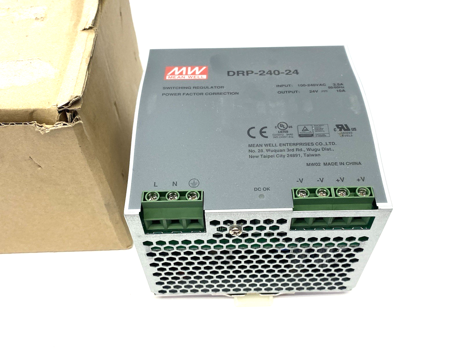 Meanwell DRP-240-24 AC/DC Switching Power Supply, DIN Rail - Maverick Industrial Sales