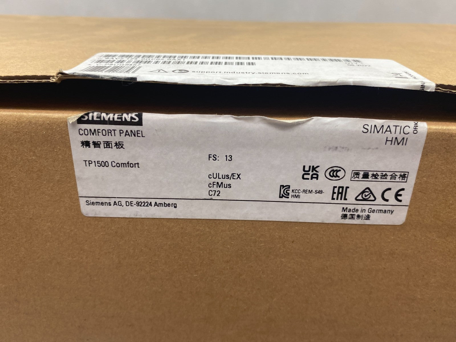 Siemens 6AV2 124-0QC02-0AX1 TP1500 Comfort Touch HMI Display Panel 331 x 207mm - Maverick Industrial Sales