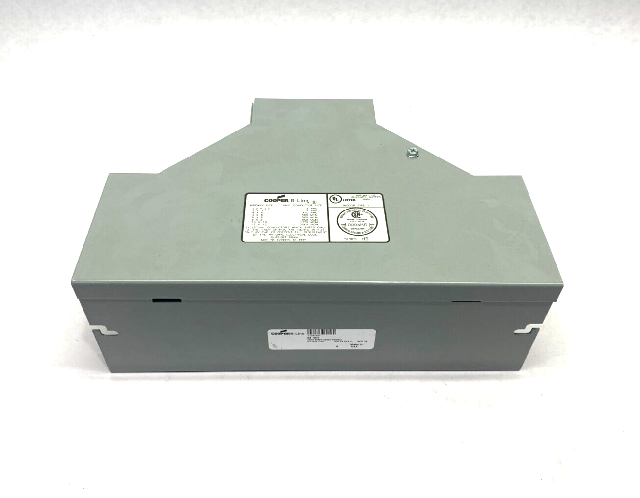 Cooper B-Line 44HST Lay-In Wireway Tee Section Hinge Screw Cover Gray Steel - Maverick Industrial Sales