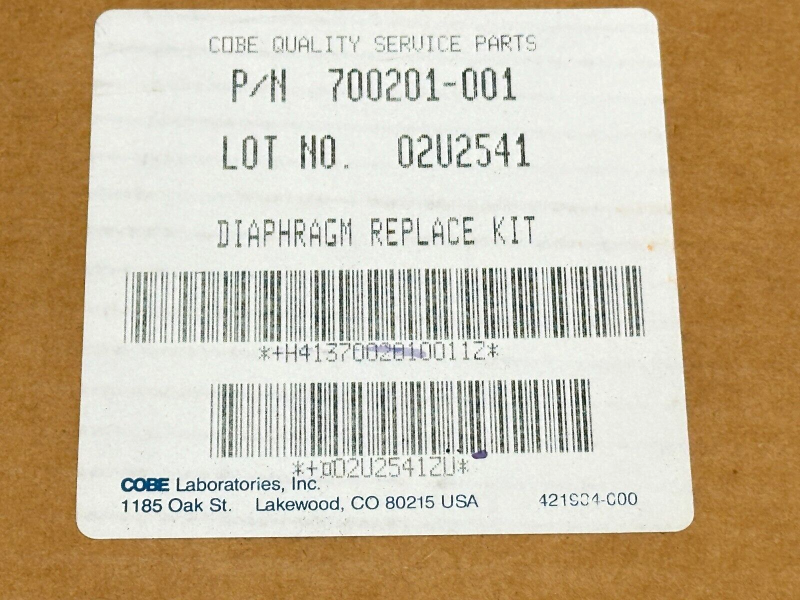 COBE Laboratories 700201-001 Diaphragm Replace Kit - Maverick Industrial Sales