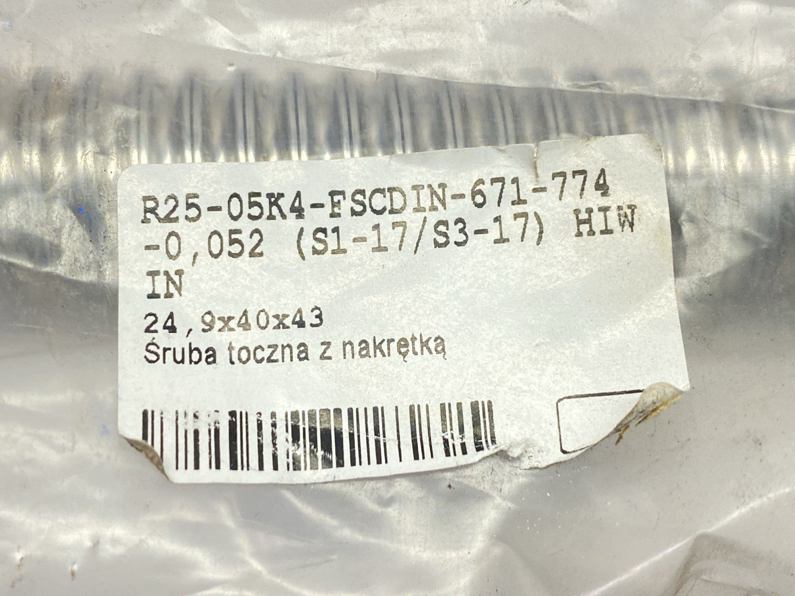 HIWIN R25-05K4-FSCDIN-671-774-0,052 (S1-17/S3-17) Ball Screw With Flange Nut - Maverick Industrial Sales