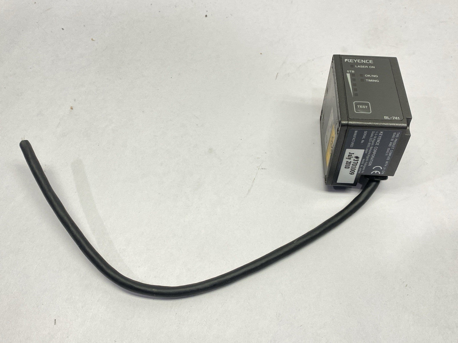 BL-741 | Keyence Laser Barcode Reader Raster Type 150-750mm Range 24VDC CUT CORD - Used - Maverick Industrial Sales