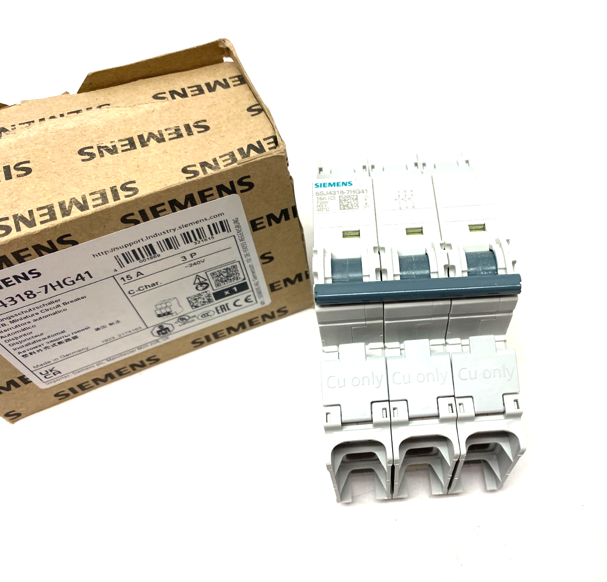 Siemens 5SJ4318-7HG41 Miniature Circuit Breaker 3-Pole 15A C-Char. - Maverick Industrial Sales