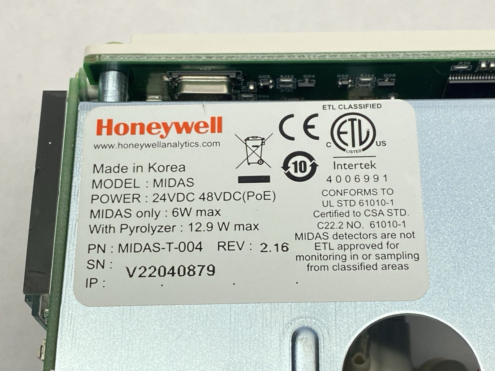 Honeywell MIDAS-T-004 Midas Gas Detector w/ MIDAS-E-COX Cartridge - Maverick Industrial Sales