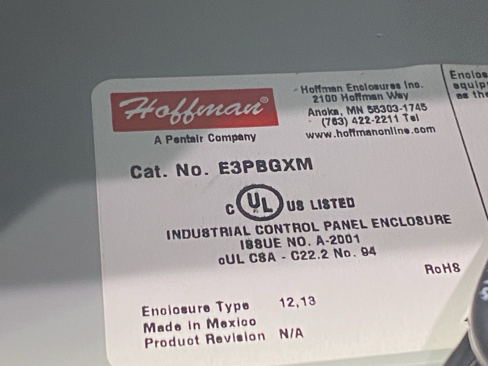 E3PBGXM | Hoffman Enclosure w/ Allen Bradley 800P-U2F3F3 800FP-LF3 800FP-MT44 - Used - Maverick Industrial Sales