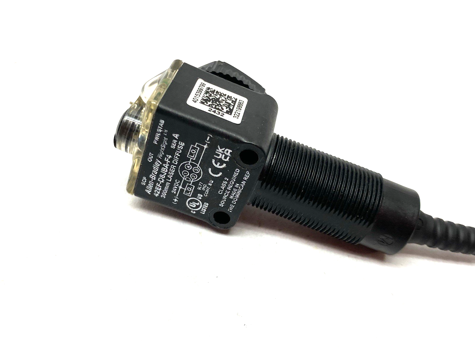 42EF-D8JBA | Allen Bradley Ser. A RightSight Photoelectric Sensor 300mm Laser Diff - Used - Maverick Industrial Sales
