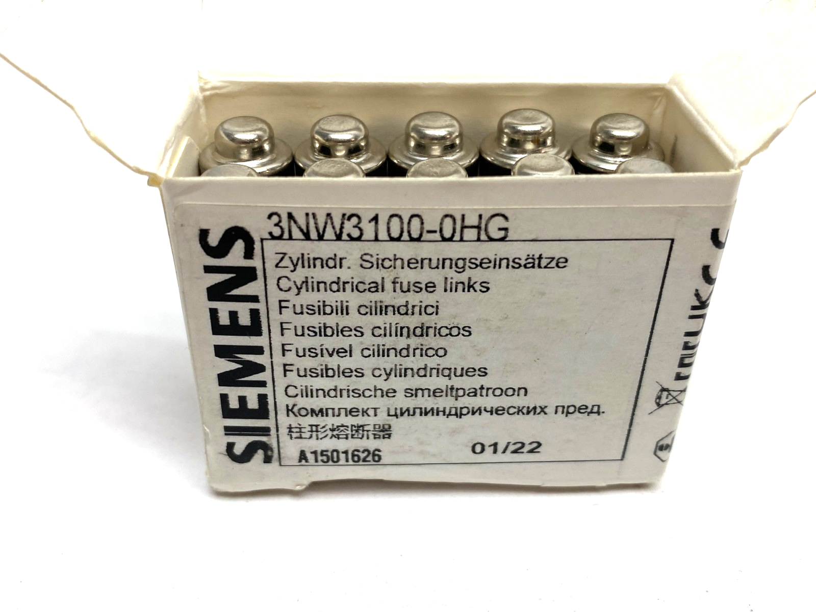 Siemens 3NW3100-0HG SENTRON Cylindrical Fuse Slow-Blow 10A, BOX OF 10 - Maverick Industrial Sales