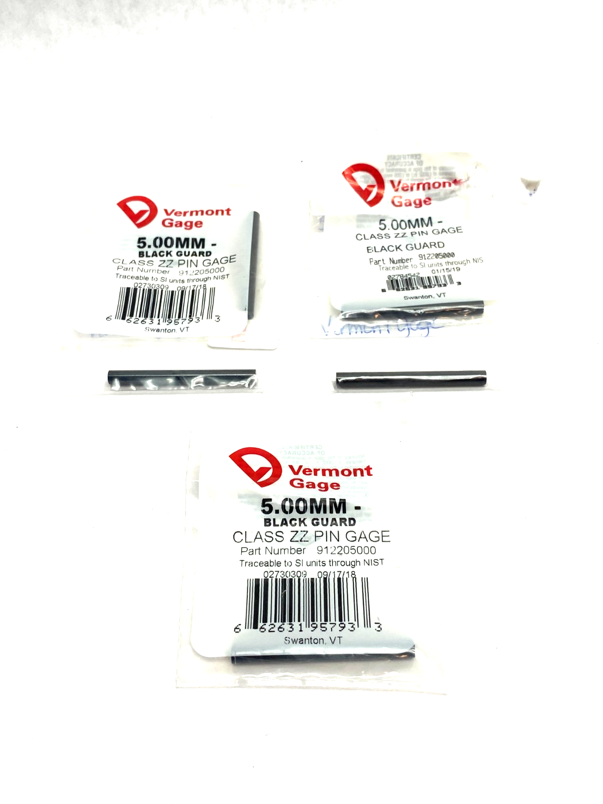 Vermont Gage 912205000 Class ZZ Black Guard Pin Gage LOT OF 5 - Maverick Industrial Sales