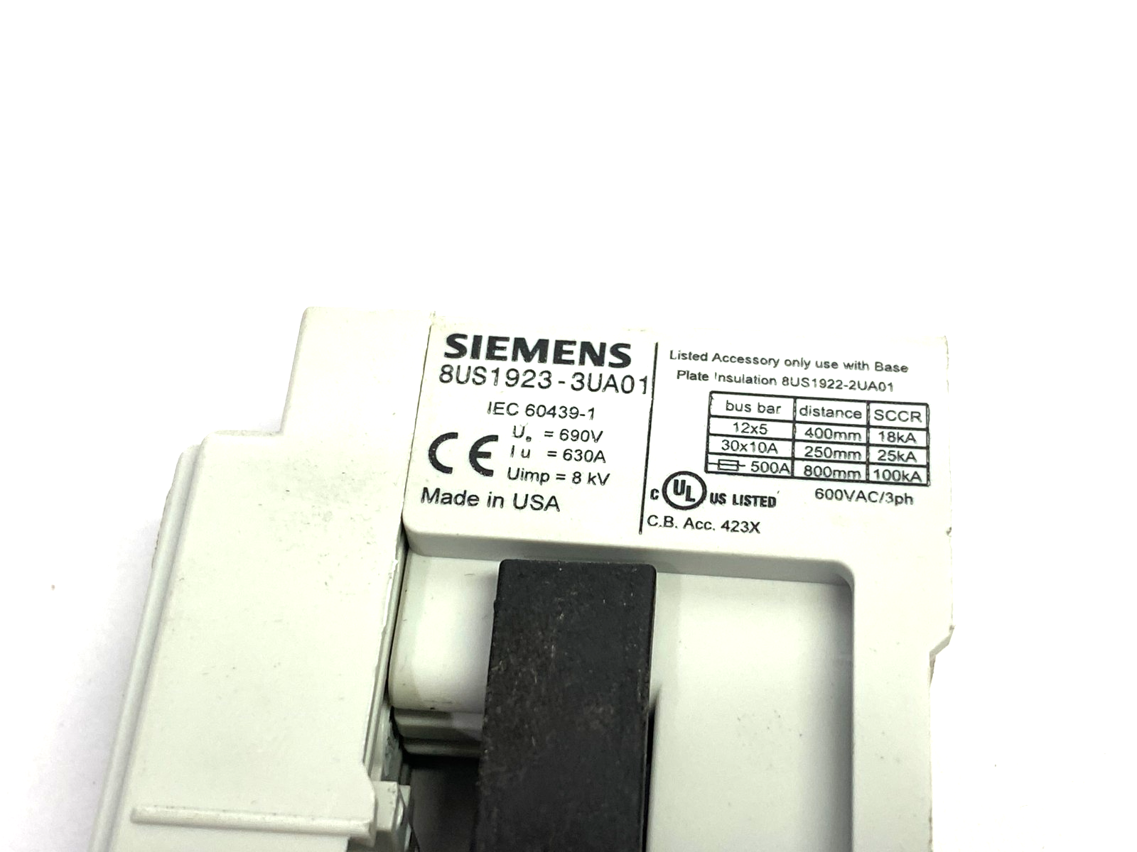 Siemens 8US1923-3UA01 Busbar Holder Bracket - Maverick Industrial Sales
