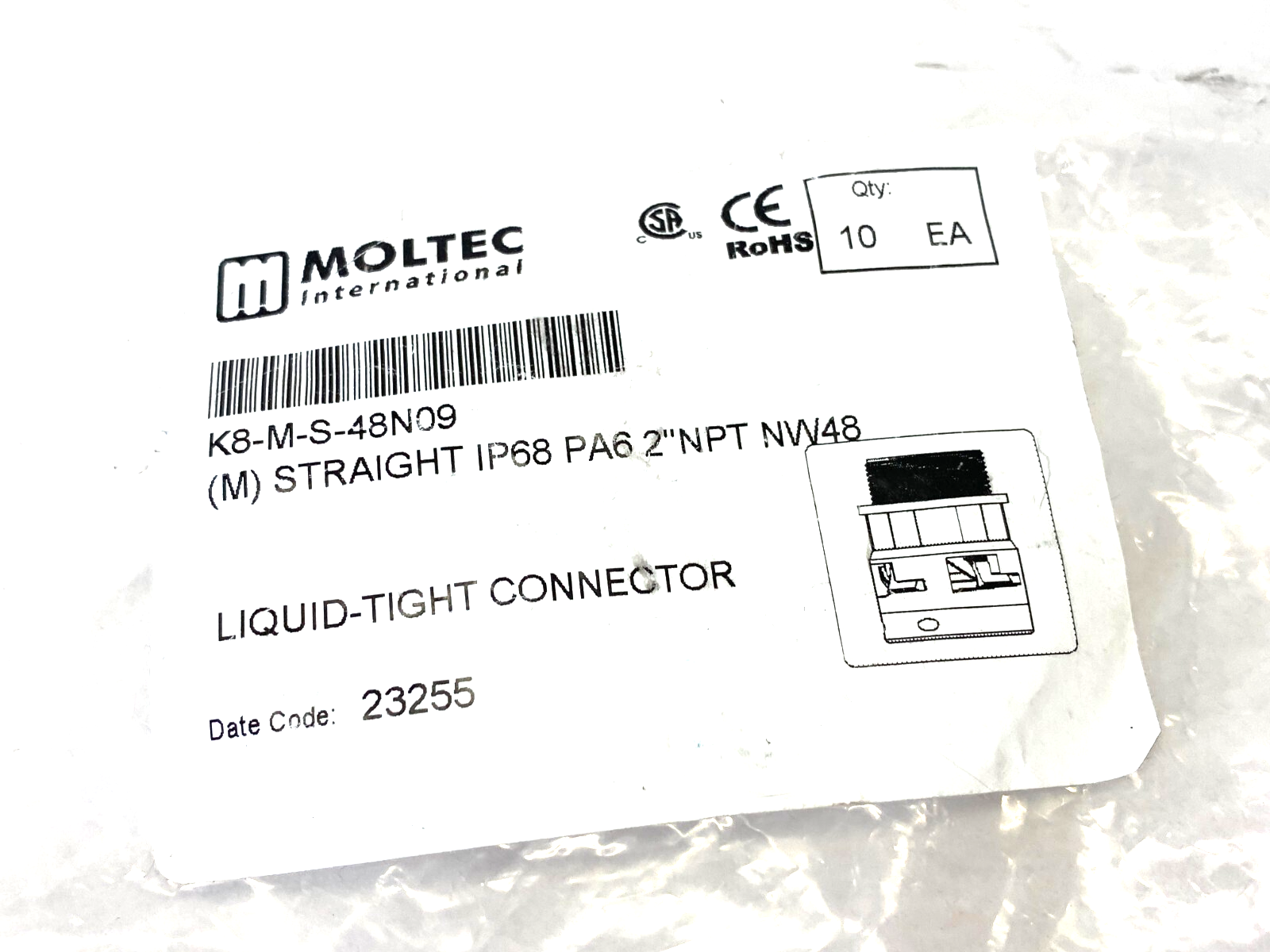 Moltec K8-M-S-48N09 Teaflex Straight KMS Male NPT Connector LOT OF 4 - Maverick Industrial Sales