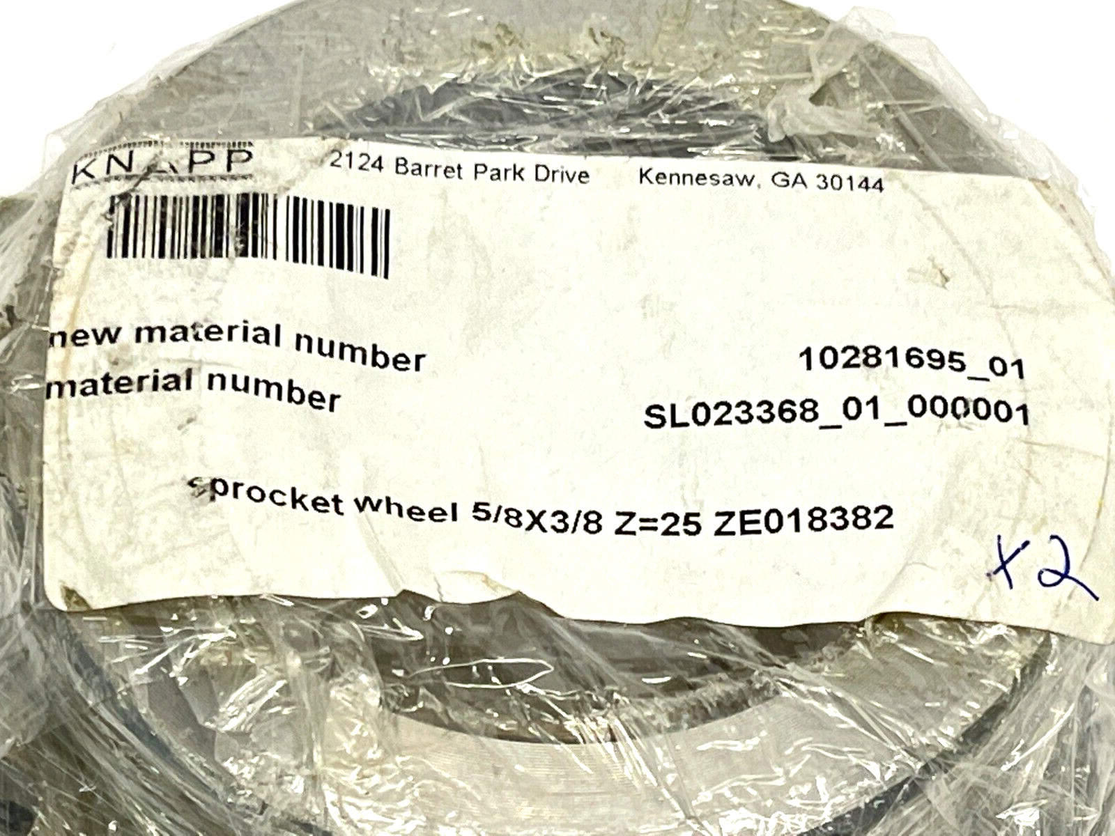 Knapp 10281695_01 Sprocket Wheel 5/8X3/8 Z=25 ZE018382 SL023368-A - Maverick Industrial Sales