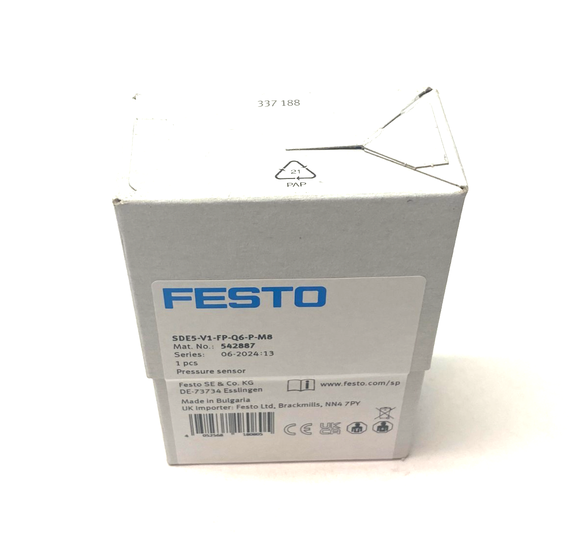 Festo SDE5-V1-FP-Q6-P-M8 Pressure Sensor, Switchable, 0 to -1bar 542887 - Maverick Industrial Sales