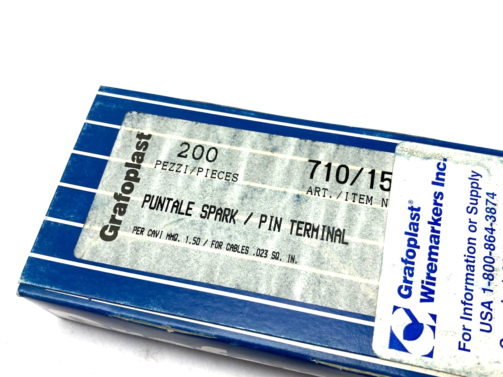 Grafoplast 711/15 14mm Spark Crimp-On Pins for Cable O.D. 1.5mm BOX OF 200 - Maverick Industrial Sales