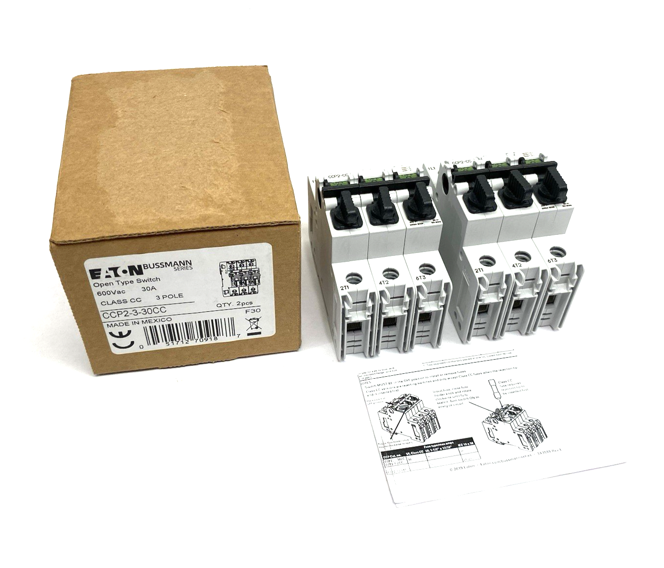 CCP2-3-30CC | Eaton Bussmann Fusible Disconnect 3-Pole, Open Type Switch BOX OF 2 - New Other - Maverick Industrial Sales
