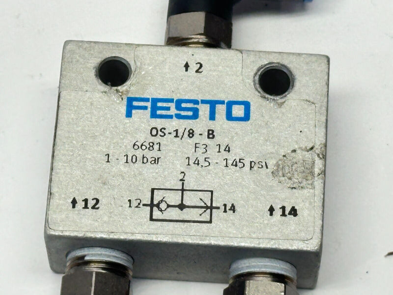 Festo OS-1/8-B Pneumatic OR Gate Logic Valve 1-10 Bar 6681 - Maverick Industrial Sales