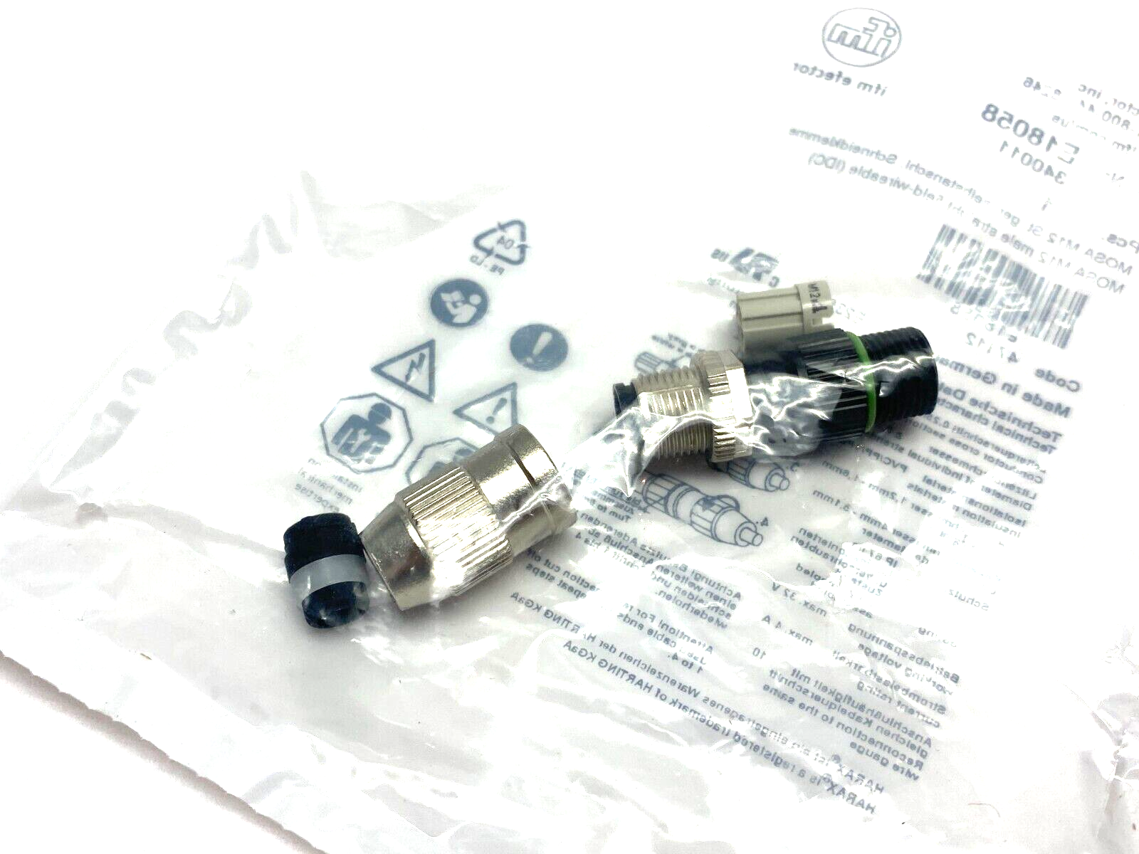 Ifm Efector E18058 Straight M12 Male Field Wireable Connector 4-Pin 340011 - Maverick Industrial Sales