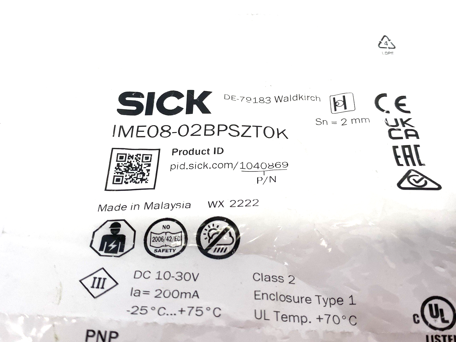 IME08-02BPSZT0K | Sick Metric Inductive Proximity Sensor Sn=2mm 1040869 - New - Maverick Industrial Sales