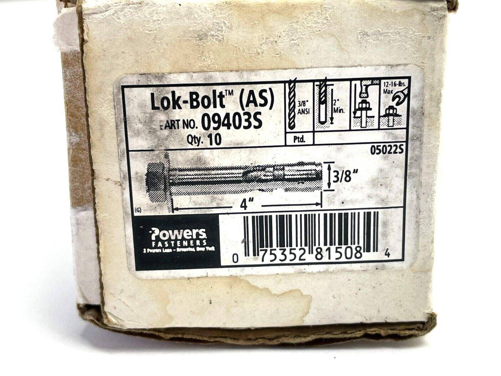 09403S | Powers Lok-Bolt Sleeve Anchors 3/8" x 4" BOX OF 10 - New - Maverick Industrial Sales