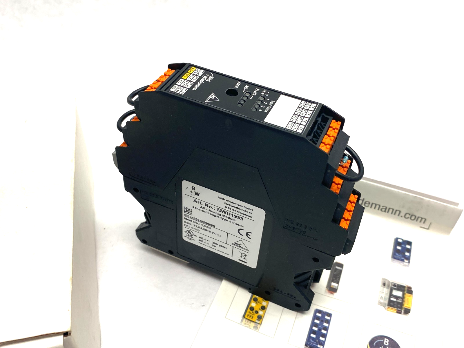 Bihl+Wiedemann BWU1933 AS-i Analog Module, 4-Thermocouple Type J Inputs 12534 - Maverick Industrial Sales