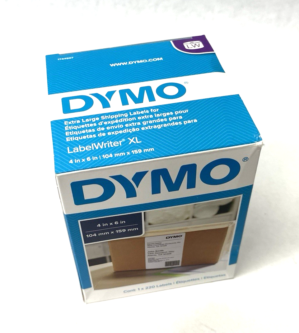 | Dymo 1744907 Authentic Direct Thermal Labels 4XL 4" x 6" (1) Roll of 220 White - New – Open box - Maverick Industrial Sales