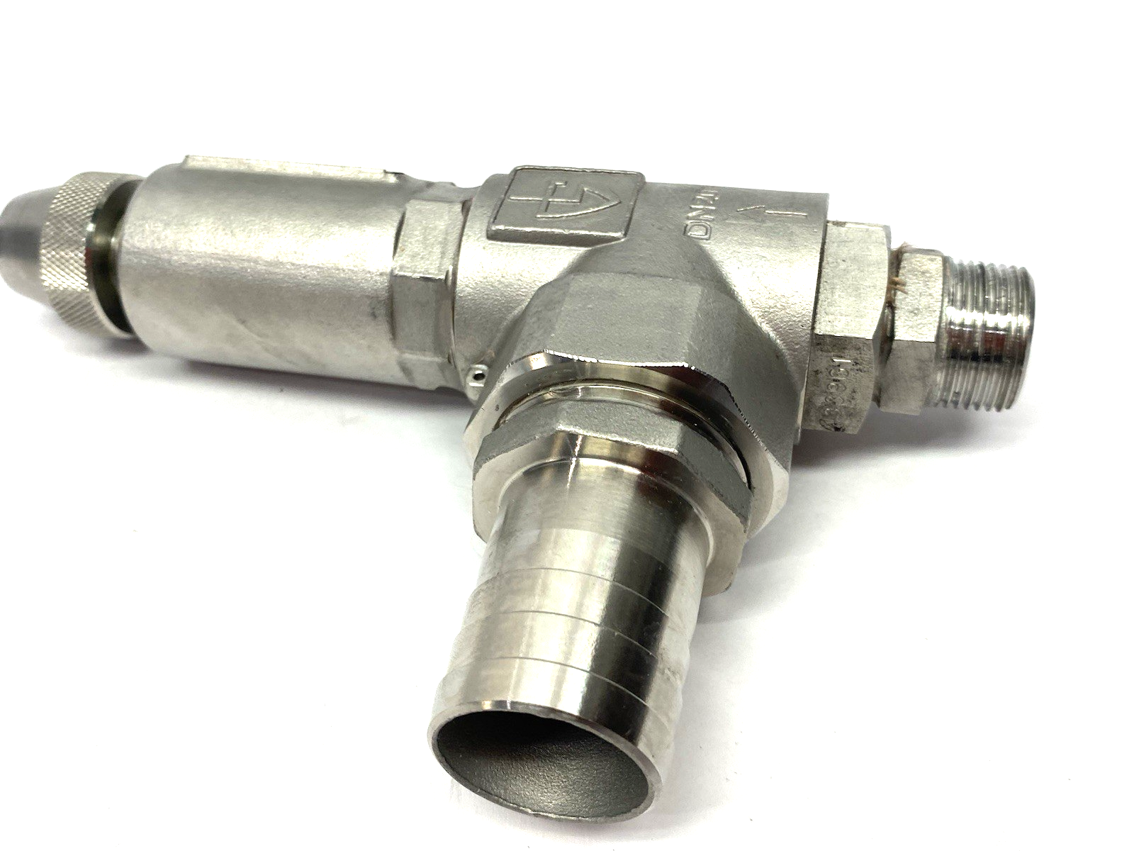 451sGK-20-f/f-20/32-PTFE | Goetze Armaturen Angled Safety Valve, Stainless Steel - Used - Maverick Industrial Sales