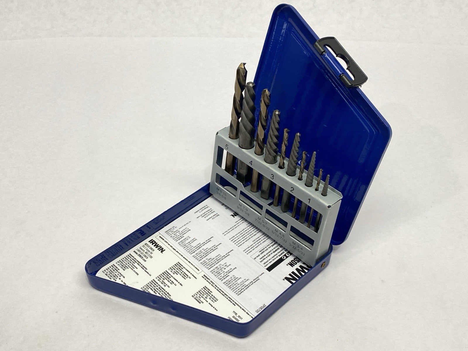 Irwin Hanson 11119 10-PC Spiral Extractor & Drill Bit Set In Metal Index - Maverick Industrial Sales