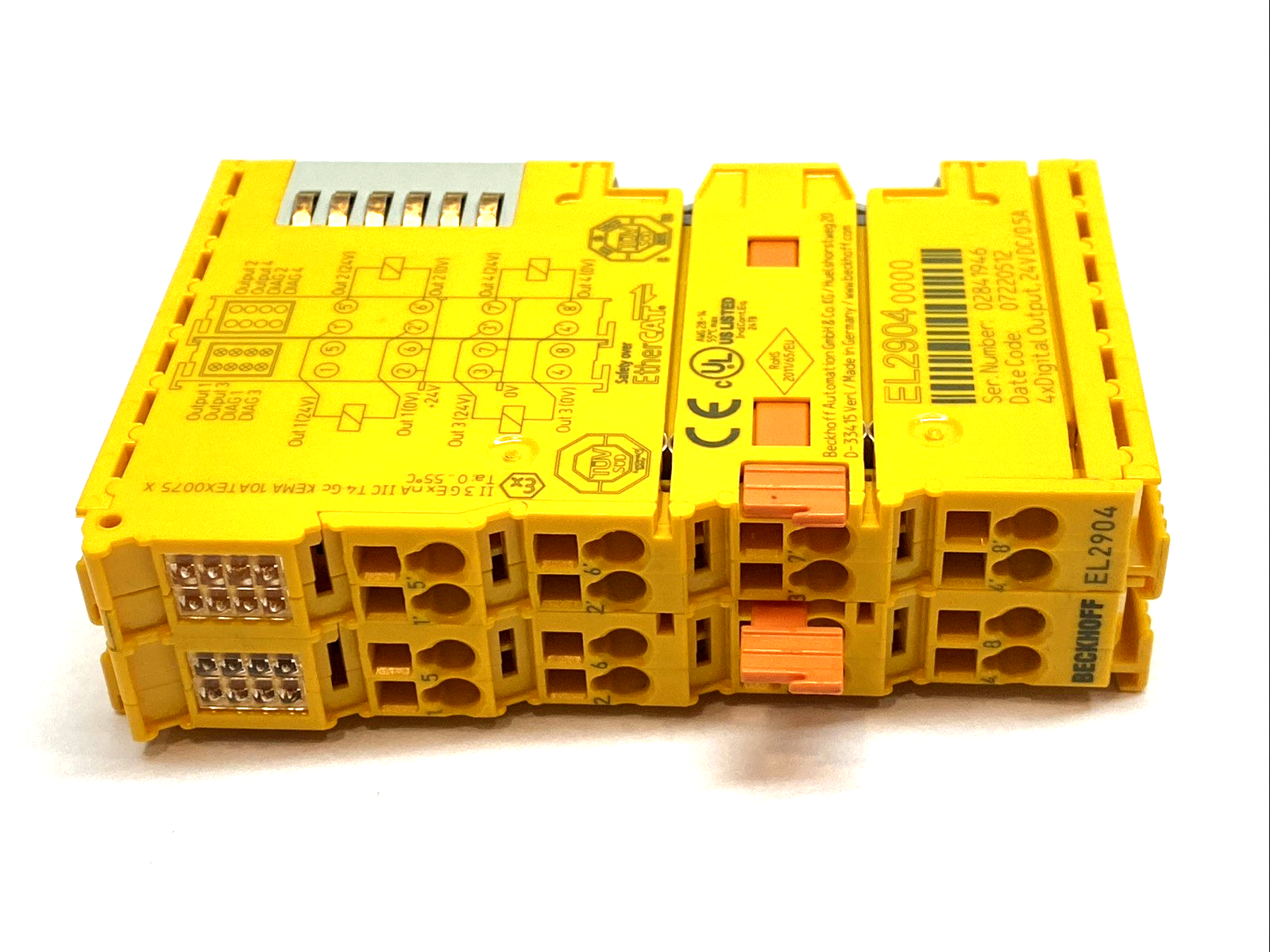 EL2904 | Beckhoff EtherCAT Terminal 4-Channel Digital Output 24V DC TwinSAFE - Used - Maverick Industrial Sales