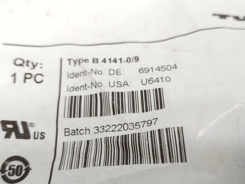 Turck B 4141-0/9 Field Wireable 7/8" Connector 4-Pin Female U6410 - Maverick Industrial Sales