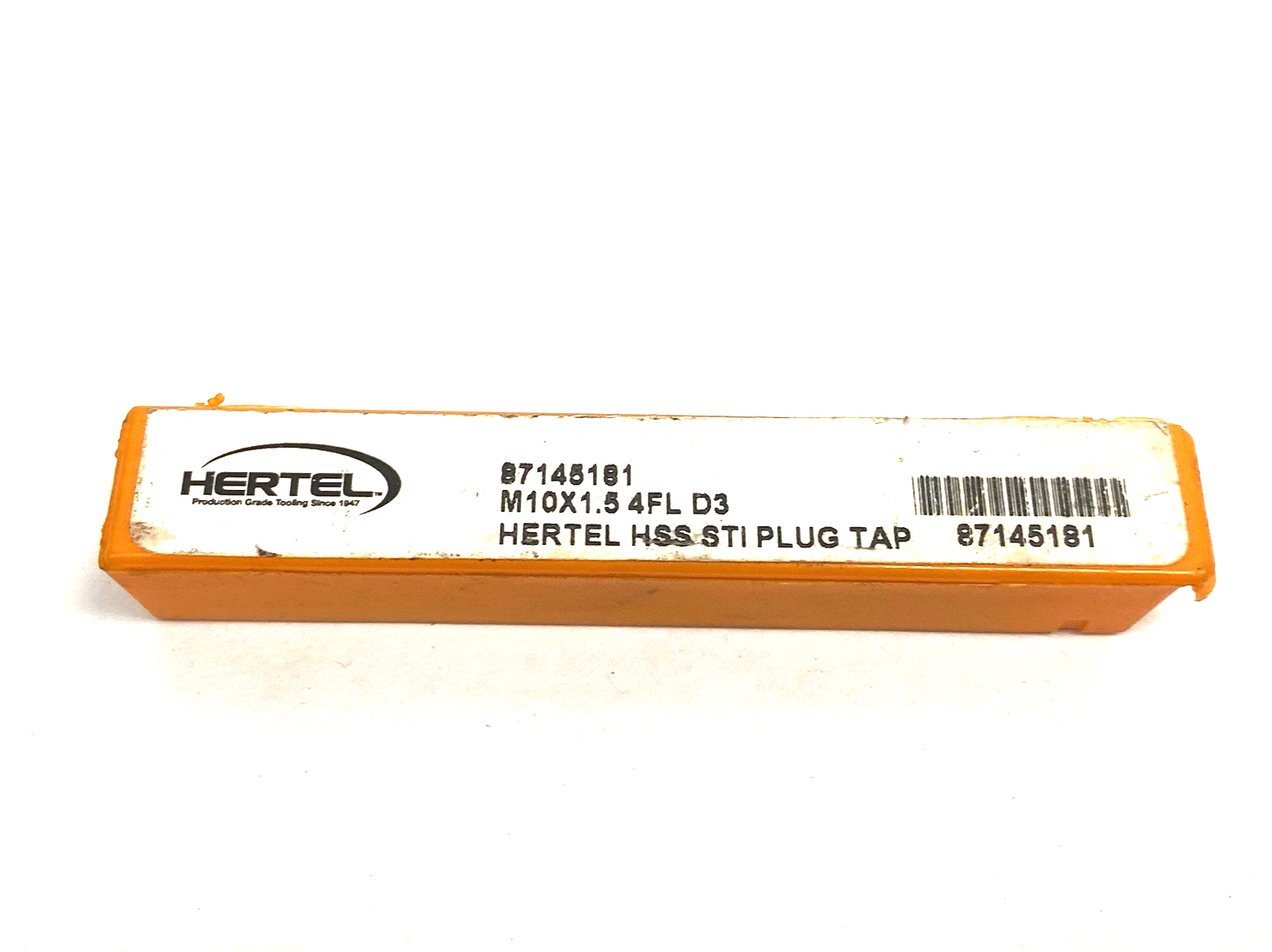 87145181 | Hertel Hand STI Tap: M10 x 1.5 Metric Course, D3, 4 Flutes, Plug Chamf. - New – Open box - Maverick Industrial Sales