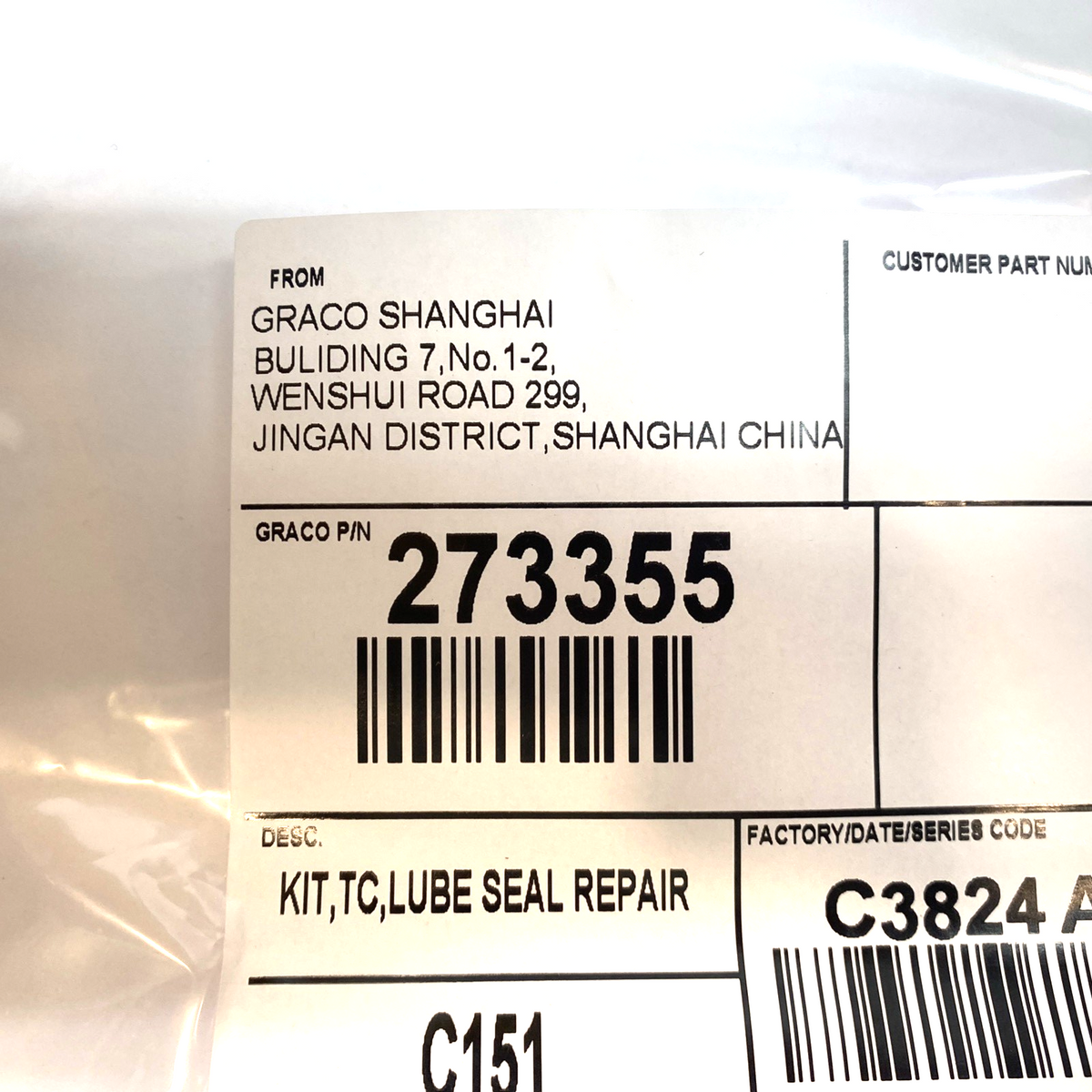 273355 | Graco Lube Seal Repair Kit - New – Open box - Maverick Industrial Sales