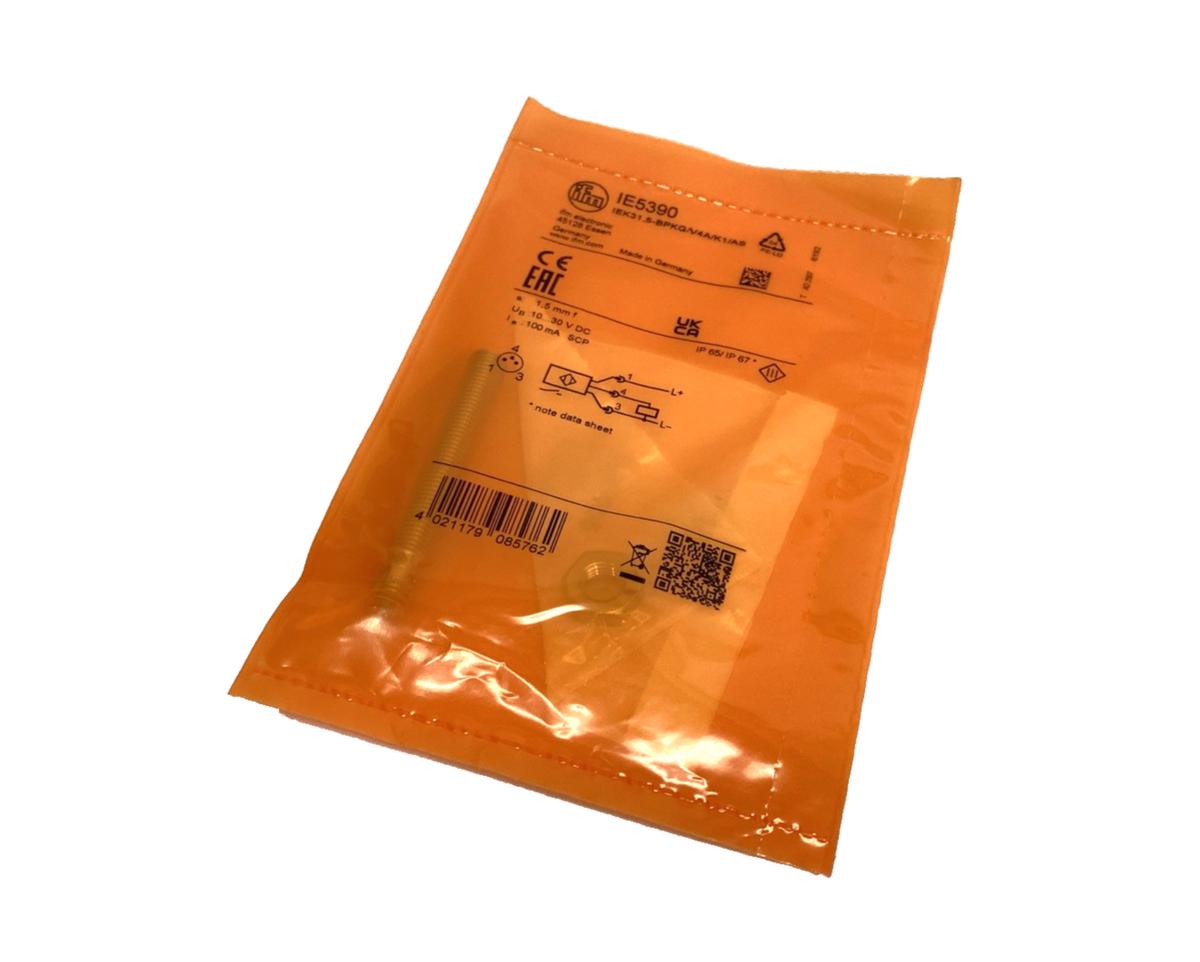 IE5390 | ifm Inductive Sensor M8 3-Pin IEK31,5-BPKG/V4A/K1/AS - New - Maverick Industrial Sales