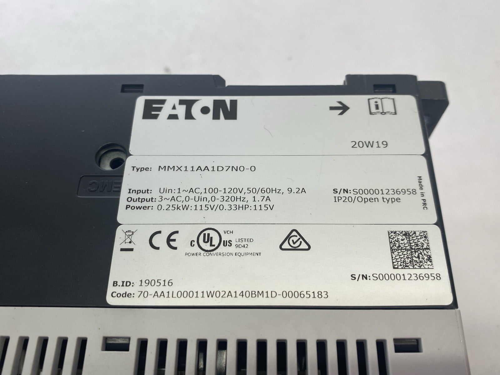 Eaton MMX11AA1D7N0-0 M-Max Series Adjustable Frequency AC Drive - Maverick Industrial Sales