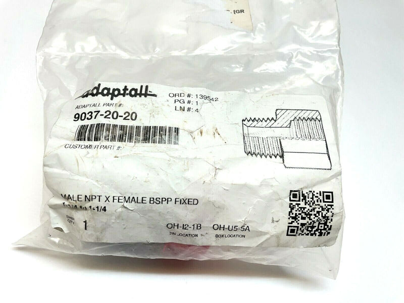 Adaptall 9037-20-20 Male NPT X Female BSPP Fixed Fitting 1-1/4" to 1-1/4" - Maverick Industrial Sales