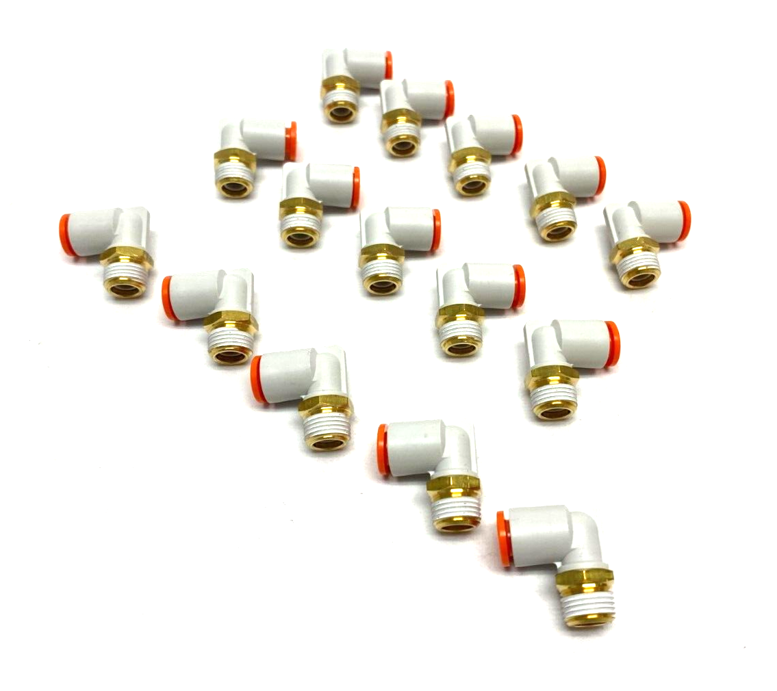 SMC KQ2L07-34AS Male Elbow Fitting 1/4" OD Tube 1/4" NPT LOT OF 15 - Maverick Industrial Sales