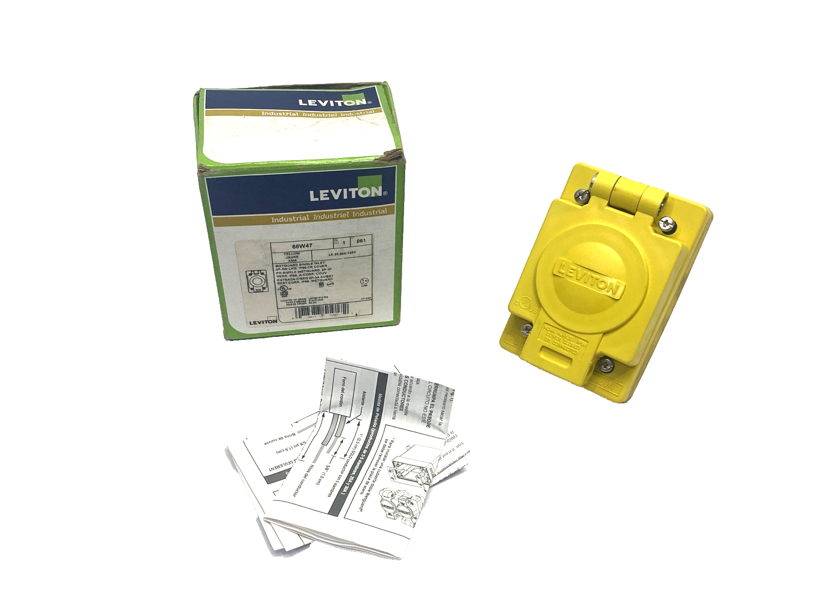 Leviton 66W47 Wetguard Watertight Locking Inlet NEMA L5-20 2P 3-Wire 20 A 125V - Maverick Industrial Sales