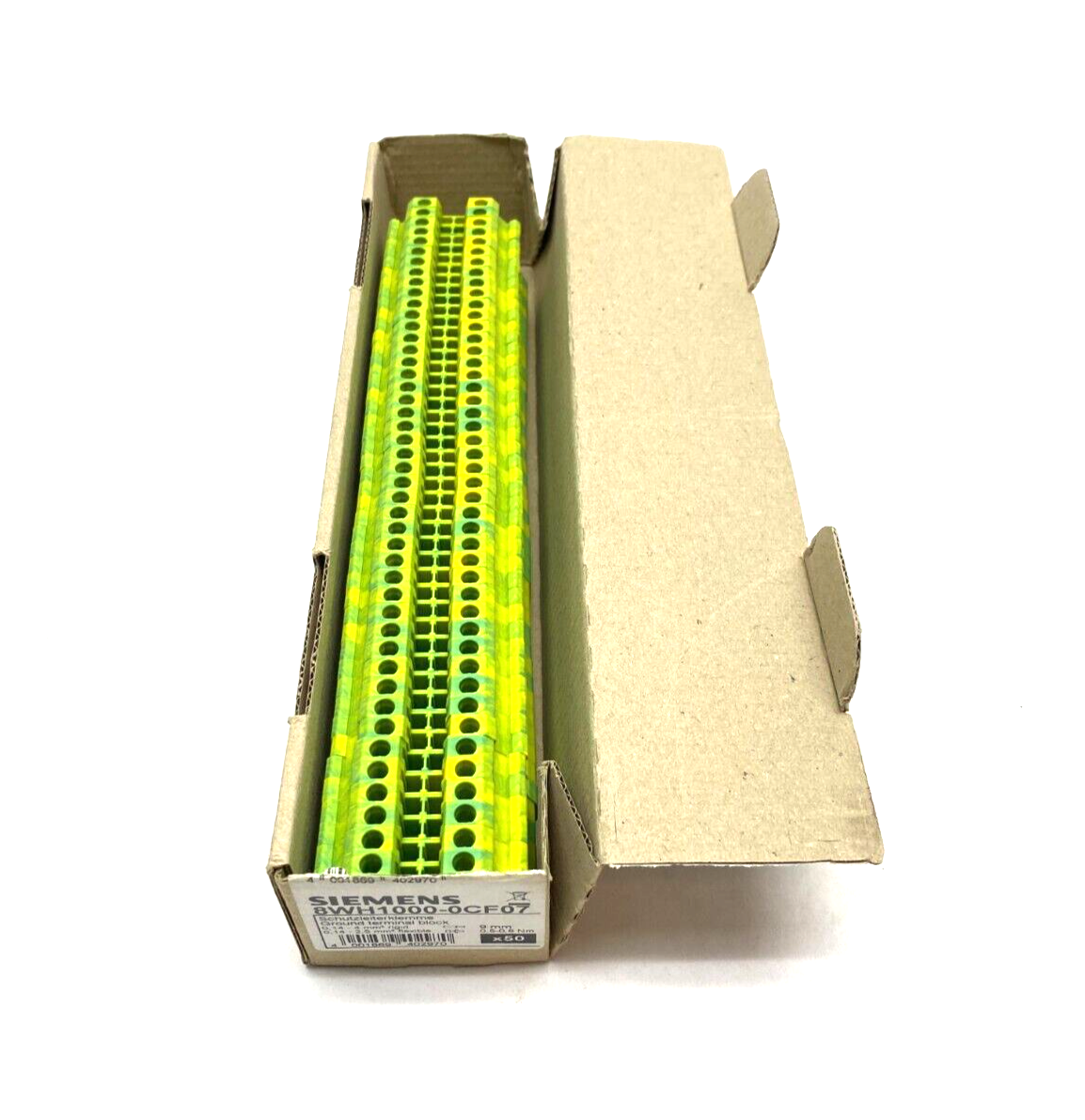 Siemens 8WH1000-0CF07 Ground Terminal Block Green/Yellow 4mm PE/PEN BOX OF 43 - Maverick Industrial Sales