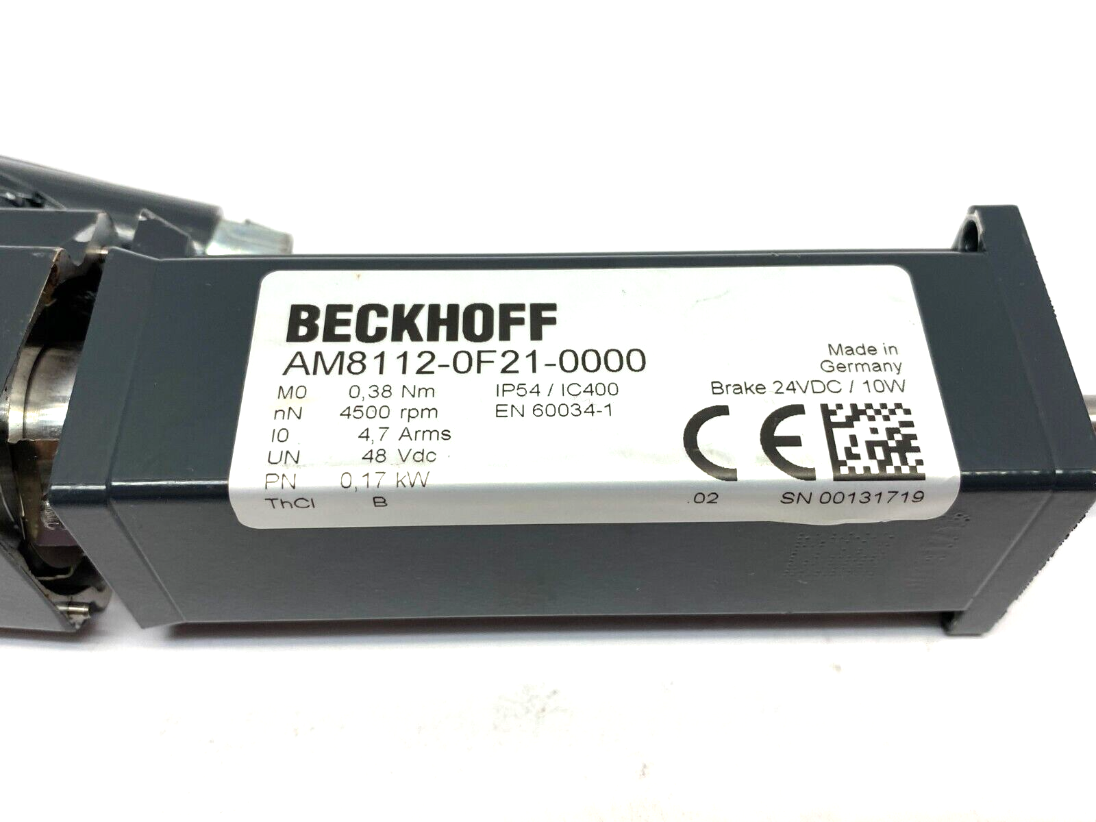 Beckhoff AM8112-0F21-0000 Servo Motor .038Nm IP54/IC400 24VDC - Maverick Industrial Sales