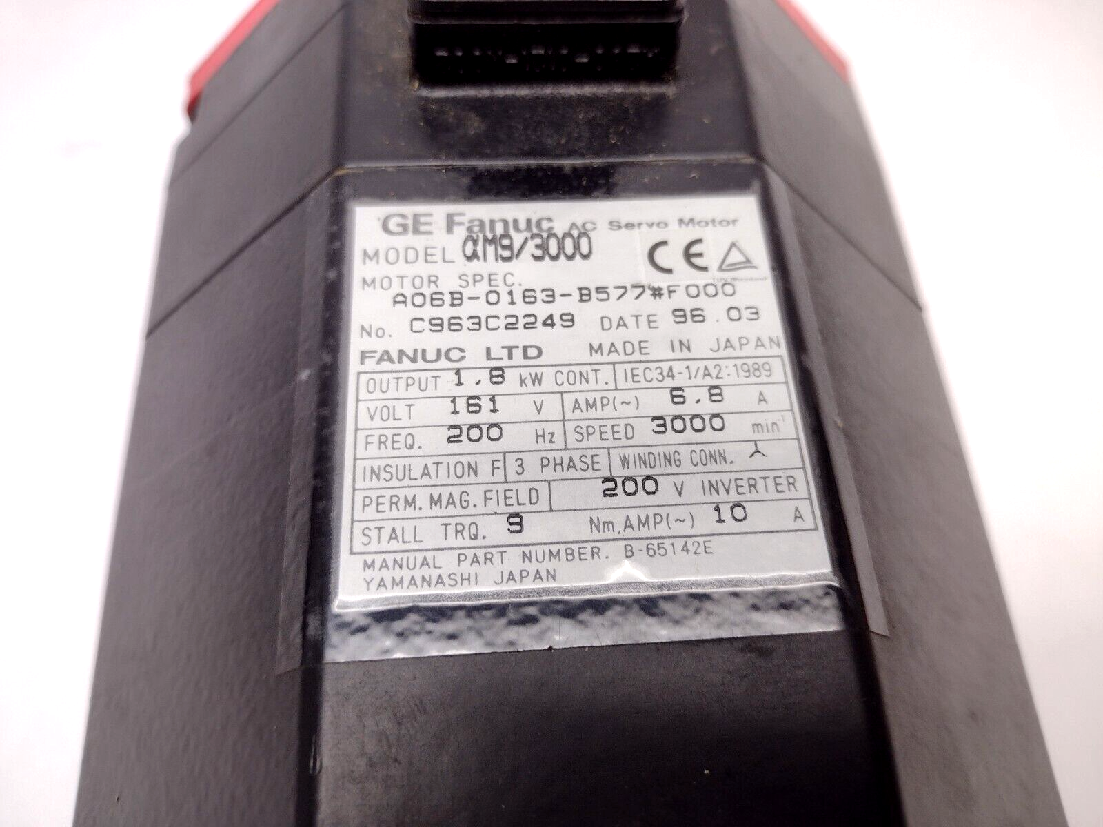 Fanuc A06B-0163-B577#F000 Servo Motor 3PH 6.8A 200Hz - Maverick Industrial Sales