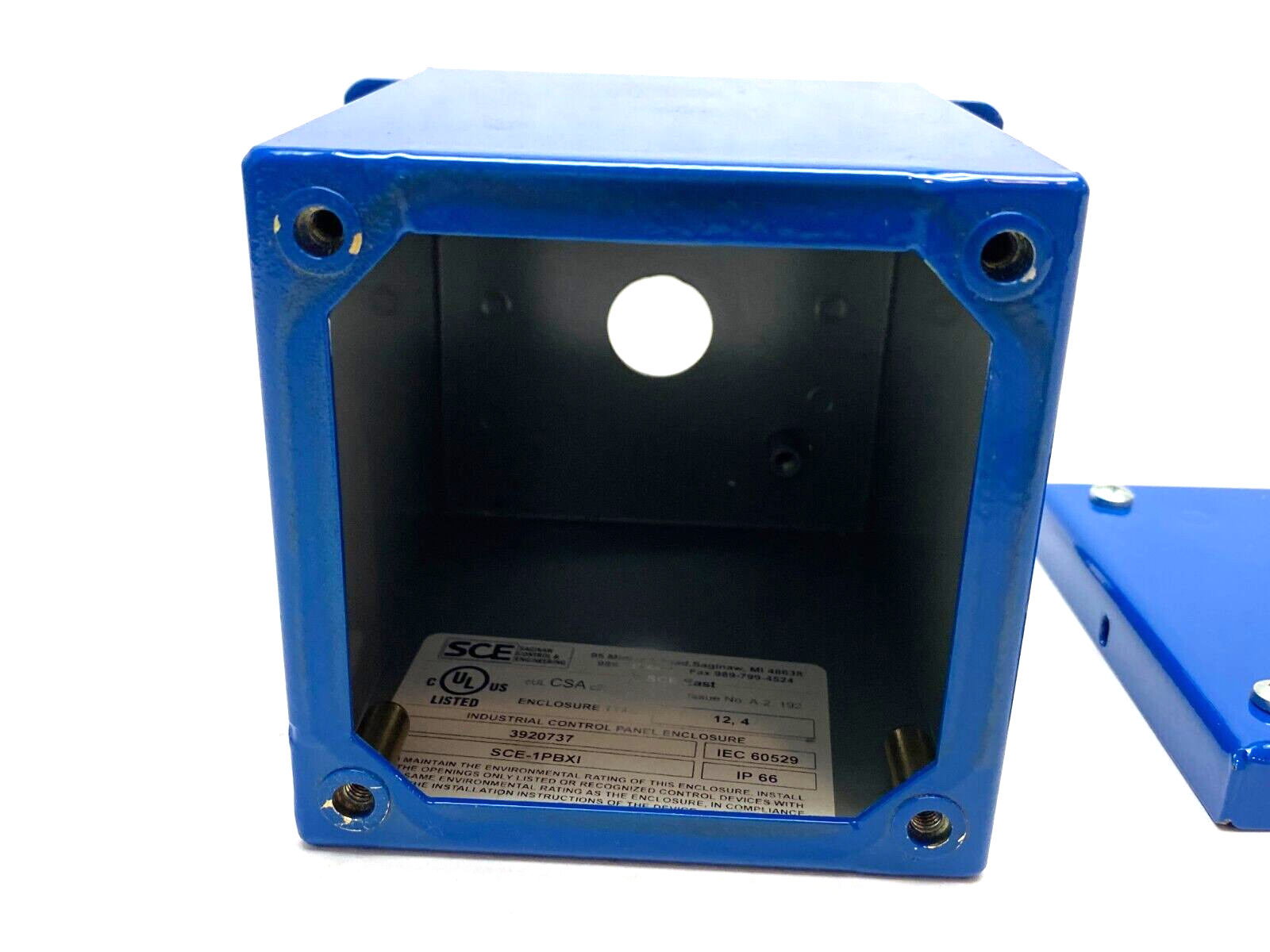 Saginaw Control & Engineering SCE-1PBXI Pushbutton Enclosure 4" x 4" Blue Steel - Maverick Industrial Sales
