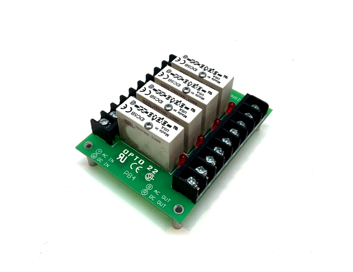 Opto 22 PB4 G1 4-channel I/O Module Rack with 2 Barrier Strips, w/ QTY 4 IDC5B - Maverick Industrial Sales