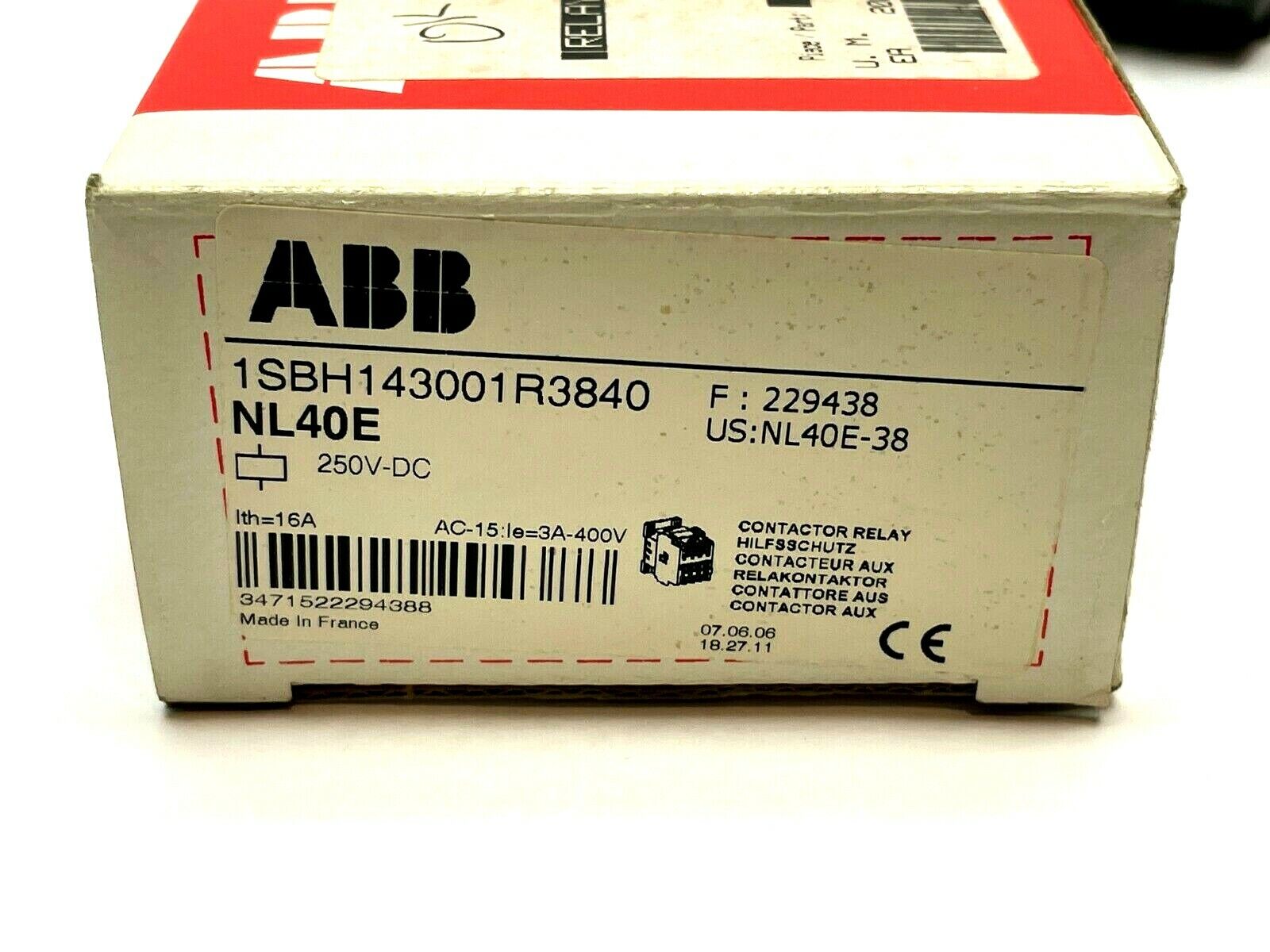ABB NL40E-38 Contactor Relay 1SBH143001R3840 - Maverick Industrial Sales
