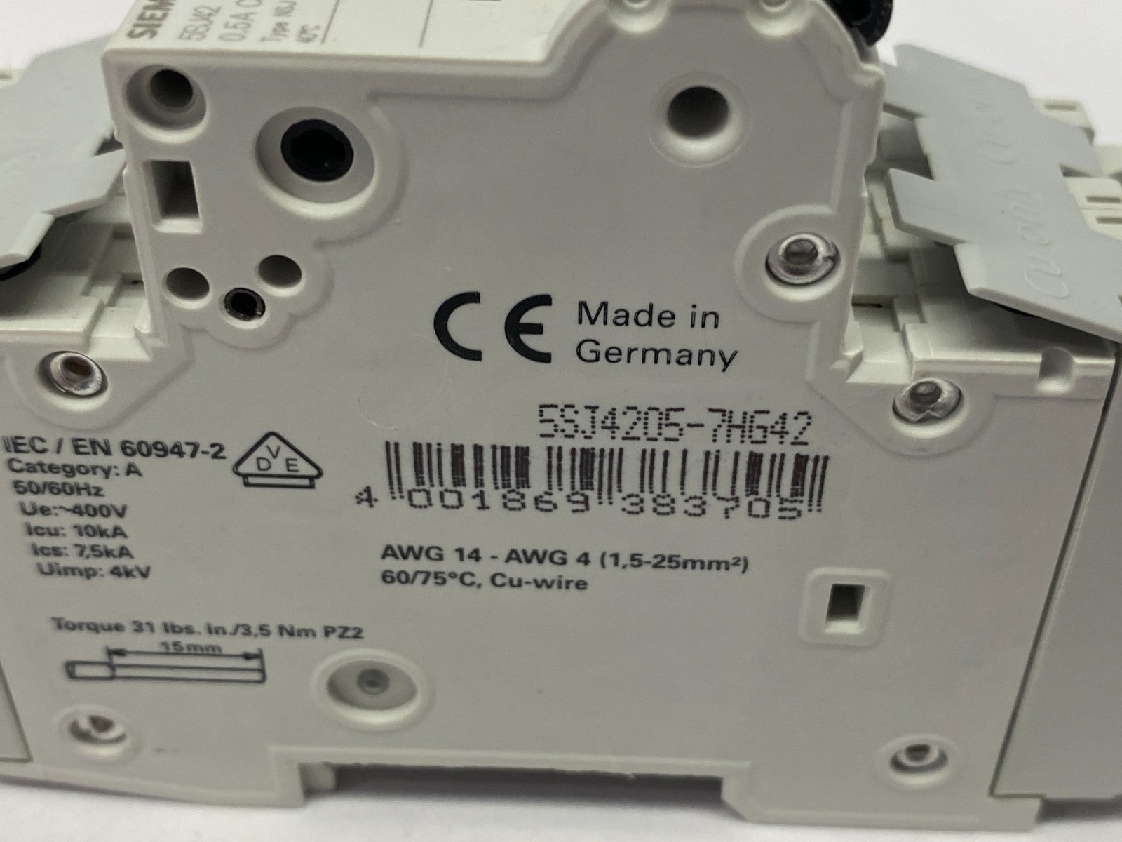 Siemens 5SJ4205-7HG42 Circuit Breaker, 2-Pole, C-Trip, 10kA - Maverick Industrial Sales