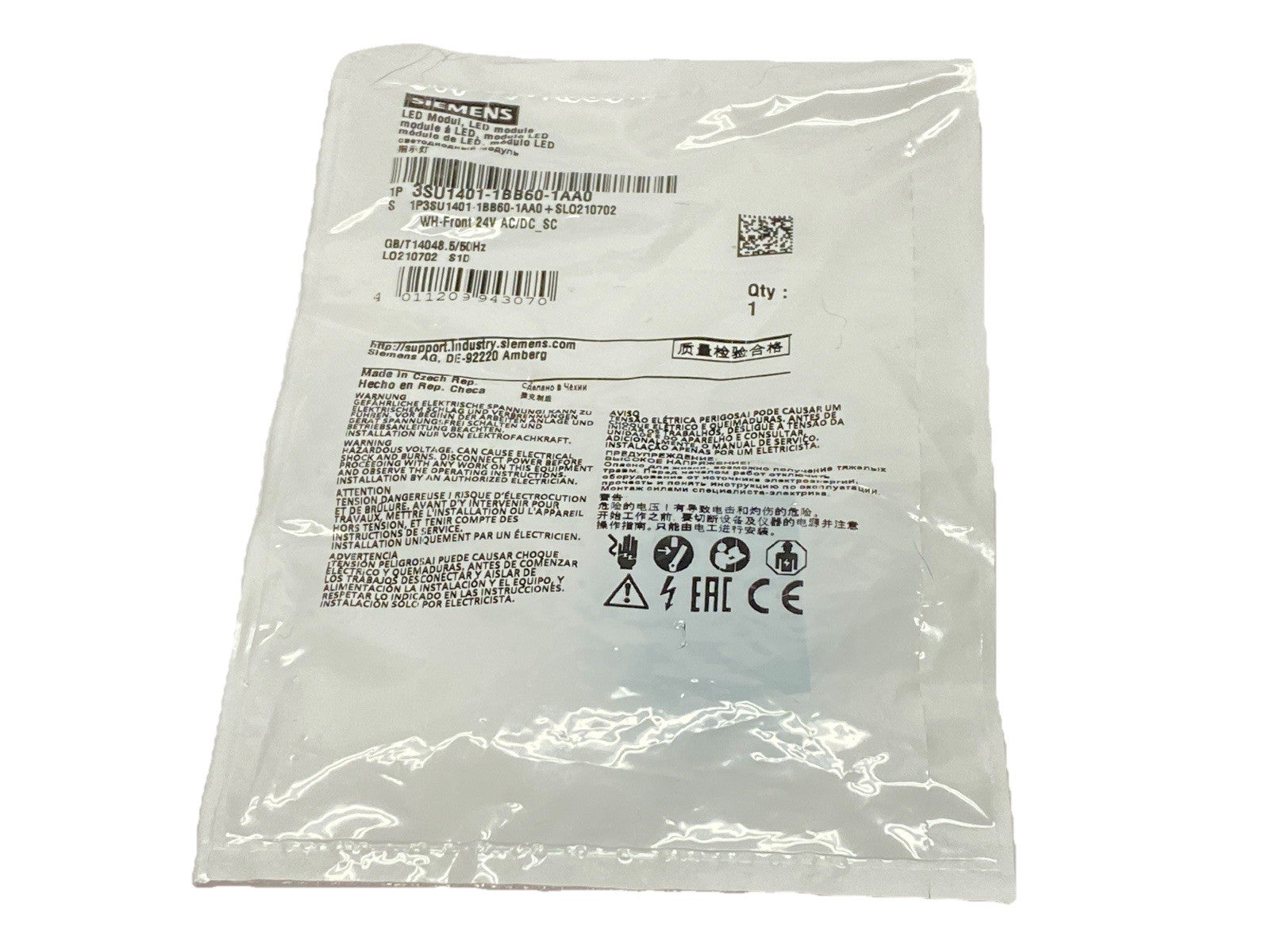 3SU1401-1BB60-1AA0 | Siemens LED Module White for Front Plate Mounting 24V - New - Maverick Industrial Sales